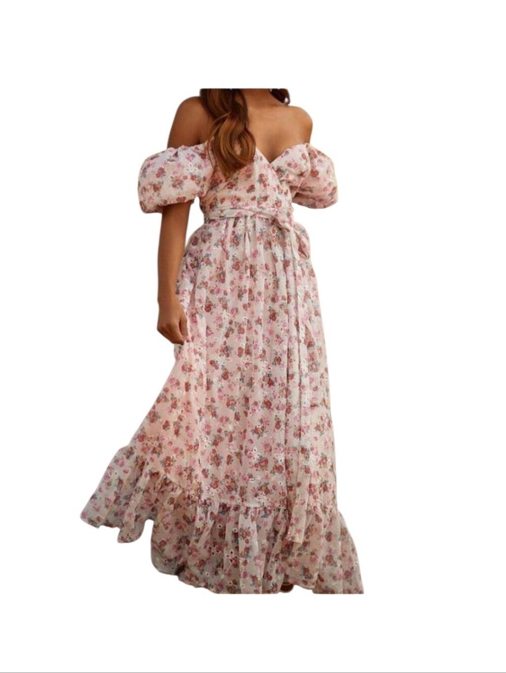 Alamour The Label Jaida Floral Maxi Dress Pink XS NWT Puff Sleeve Cottagecore